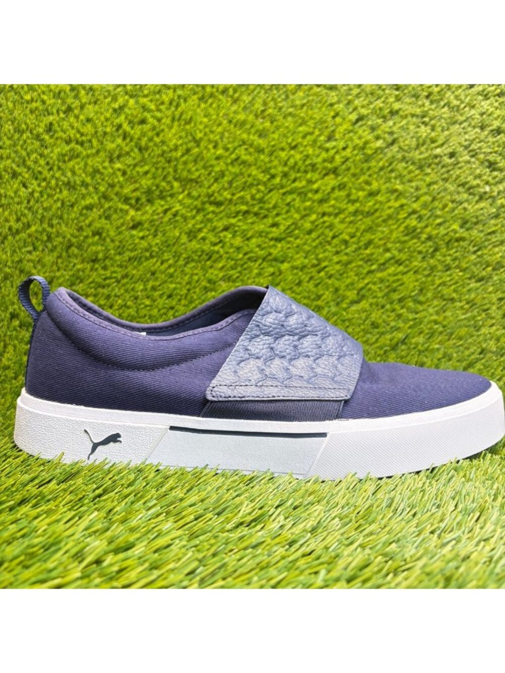 Puma El Rey II Logomania Mens Size 12 Navy White Athletic Slip-On Shoes Sneakers